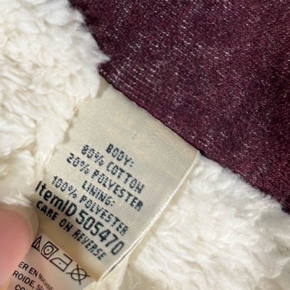 L.L.Bean | Women's 1912 , Sherpa-Lined Cardigan Sweater Cranberry Heather Medium - Picture 7 of 9